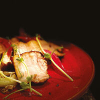 Carameised pork and braised lettuce