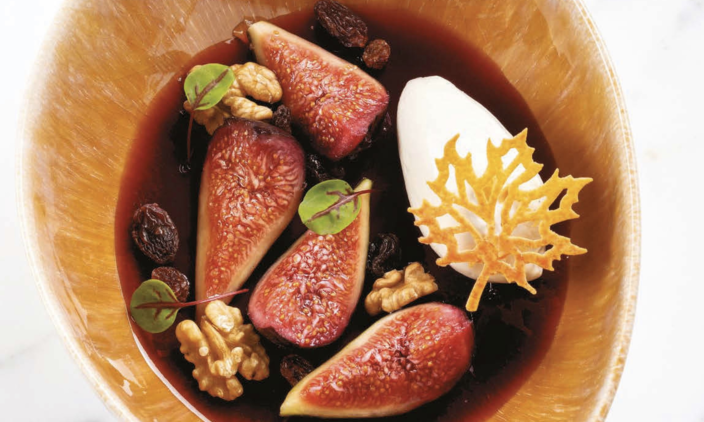 Figs in red wine jelly and Stilton ice cream