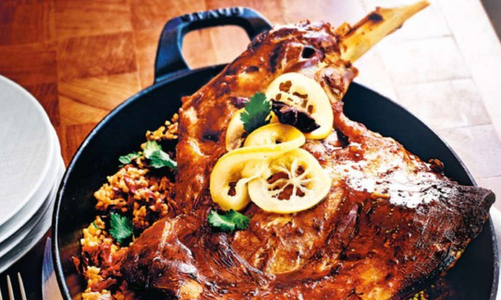 Lamb confit with olives, lemon & bulgur