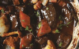 Venison bourguignon with dark chocolate & star anise