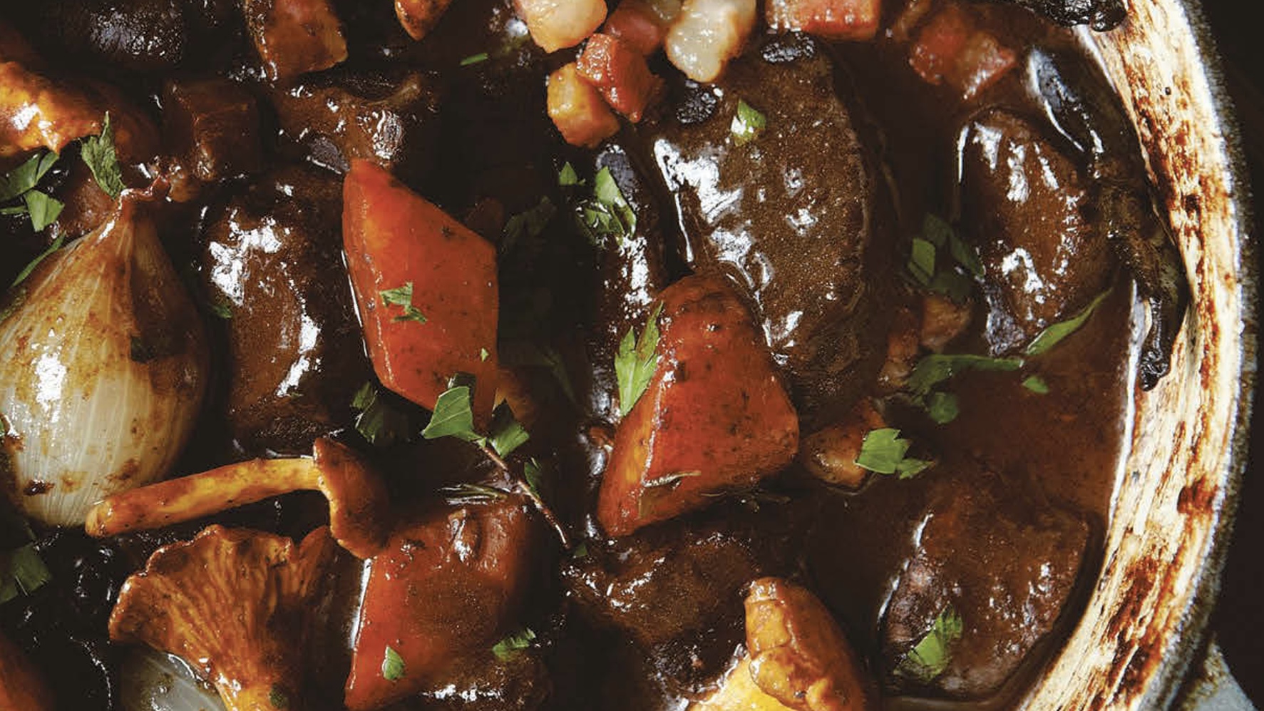 Venison bourguignon with dark chocolate & star anise