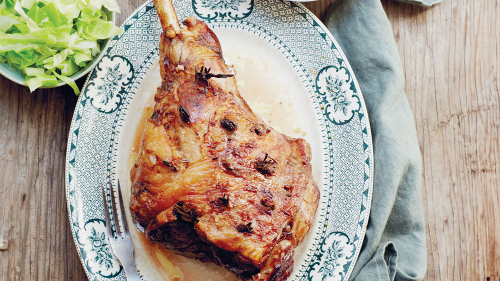 Garlic anchovy roast lamb