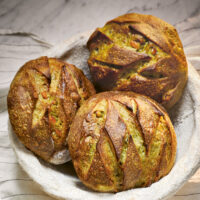 Matcha and candied orange bread