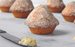 French breakfast muffins with honey and thyme butter